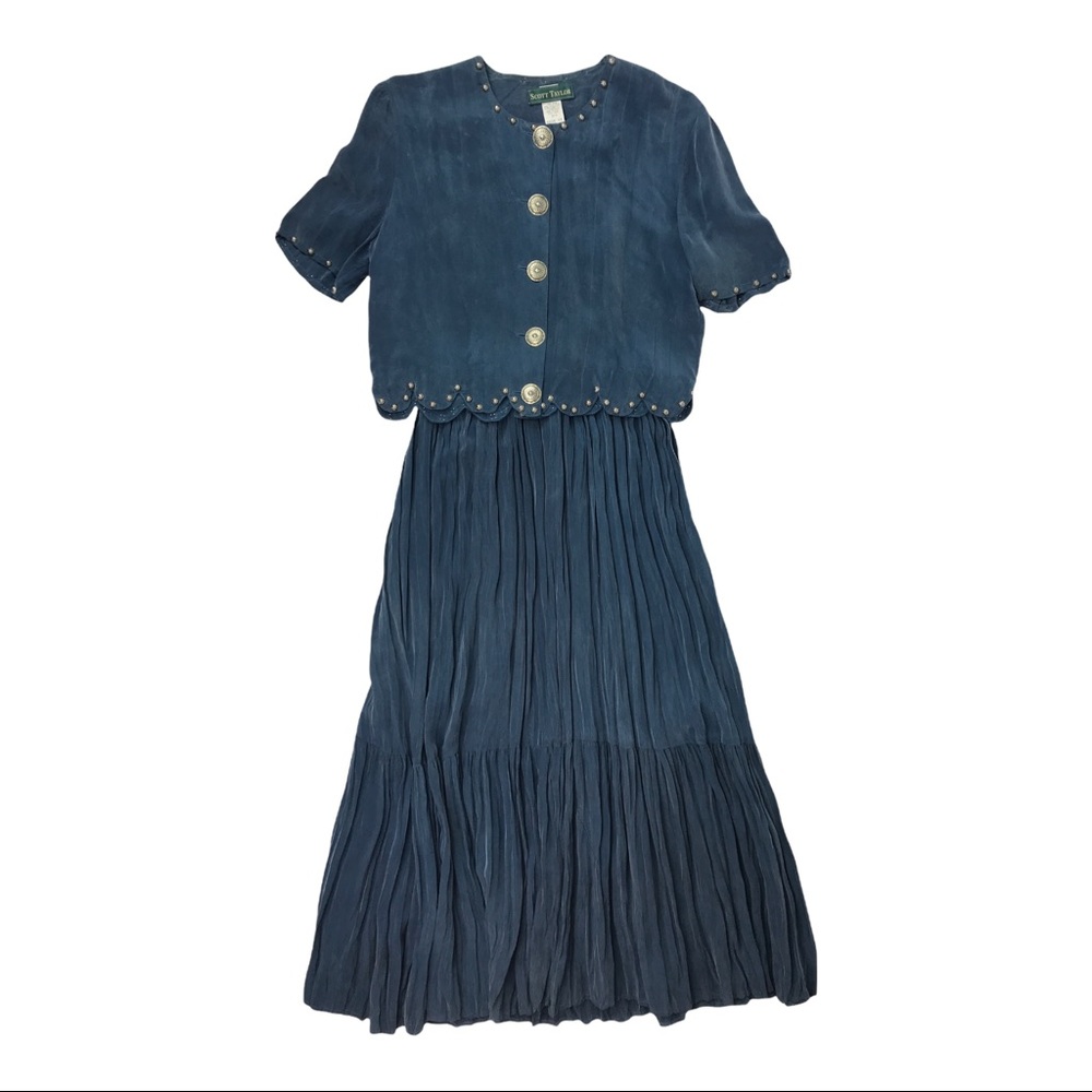 Scott Taylor Womens 2 Piece Dress Set Western Conchos Long Skirt Size 10